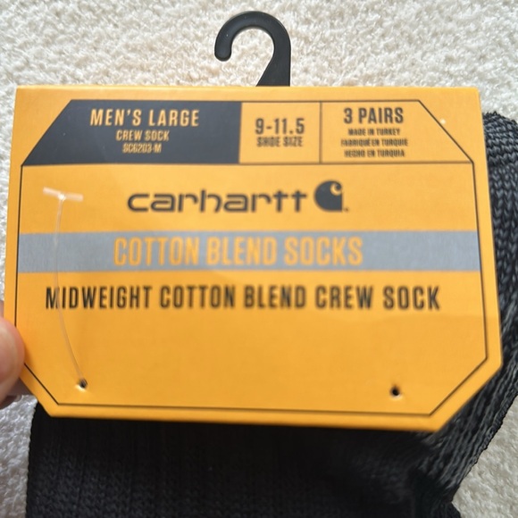 Carhartt Men’s mid weight Cotton blend crew socks, black size 9-11.5 New! - Picture 2 of 8